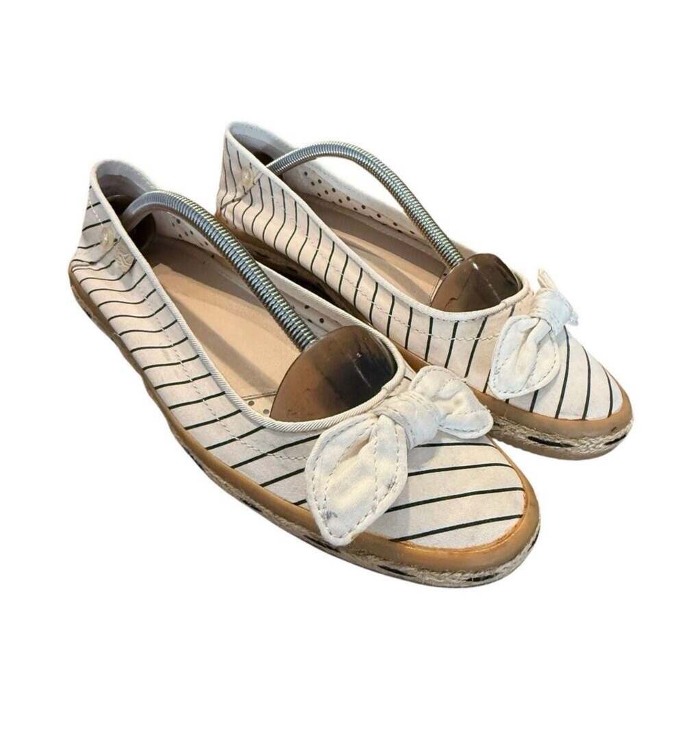 Sperry Top-Sider Striped Canvas Bow Espadrille Flats Size 8.5M